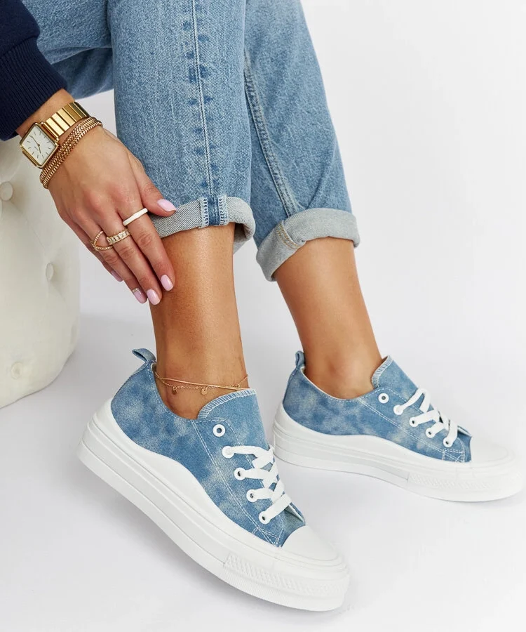 Niebieskie trampki na platformie Blais