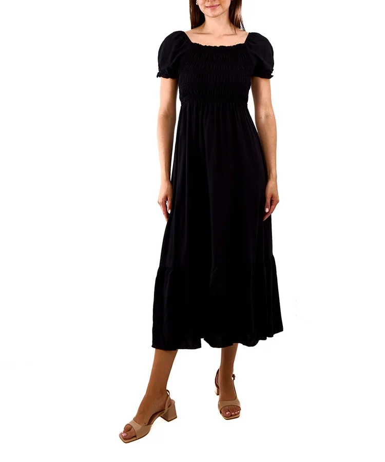 Czarna sukienka z marszczeniem maxi Demisa