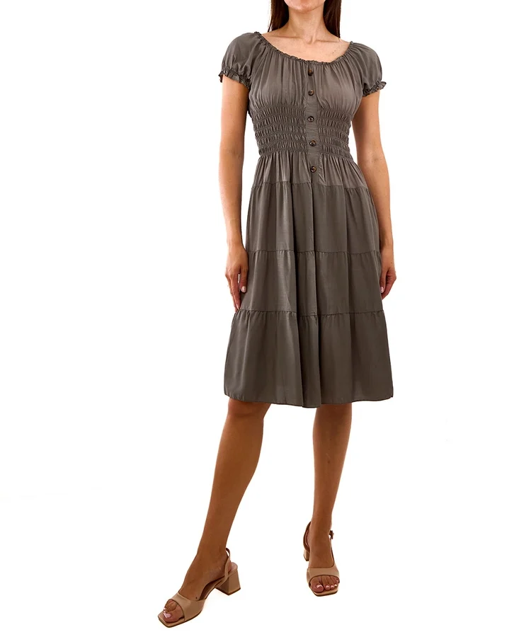 Zielona sukienka midi z marszczeniem Berry