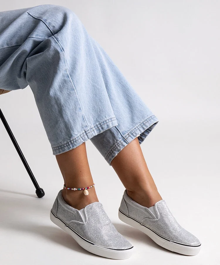 Srebrne błyszczące tenisówki Lublubah