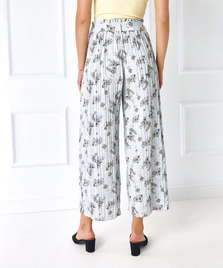 Szary szerokie plisowane spodnie Manlio