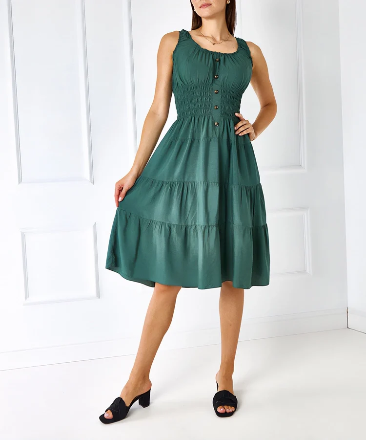 Zielona sukienka na ramiączkach Masaew