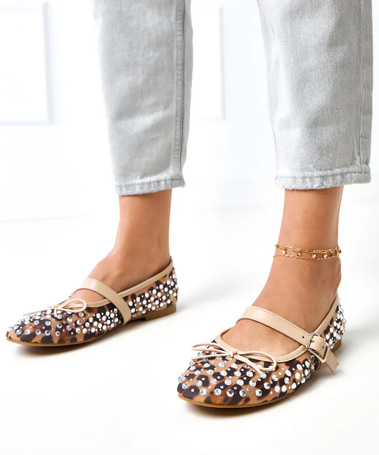 Panterkowe baleriny siateczkowe z kryształkami Elasida