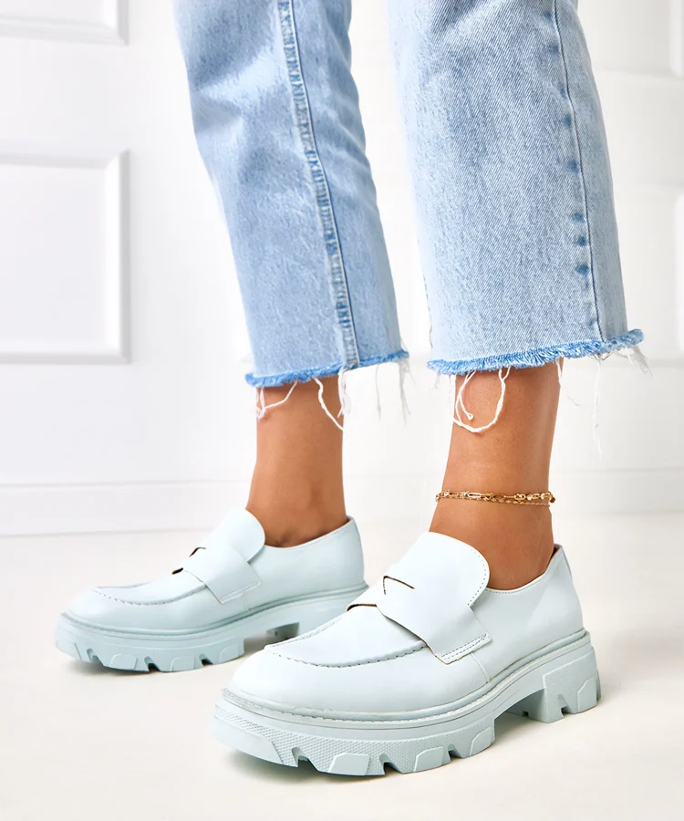 Niebieskie mokasyny damskie z ekoskóry Kirna