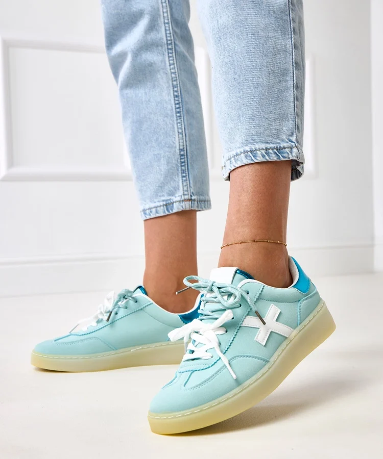 Niebieskie sneakersy na platformie z białą wstawką Eriksen