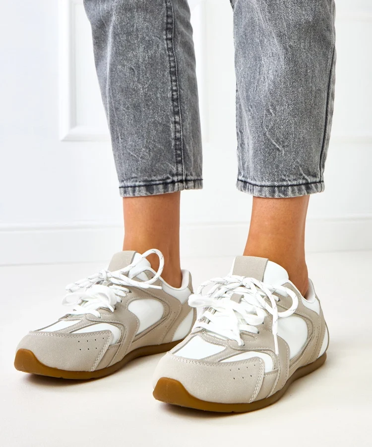 Beżowe sneakersy damskie sznurowane Casey