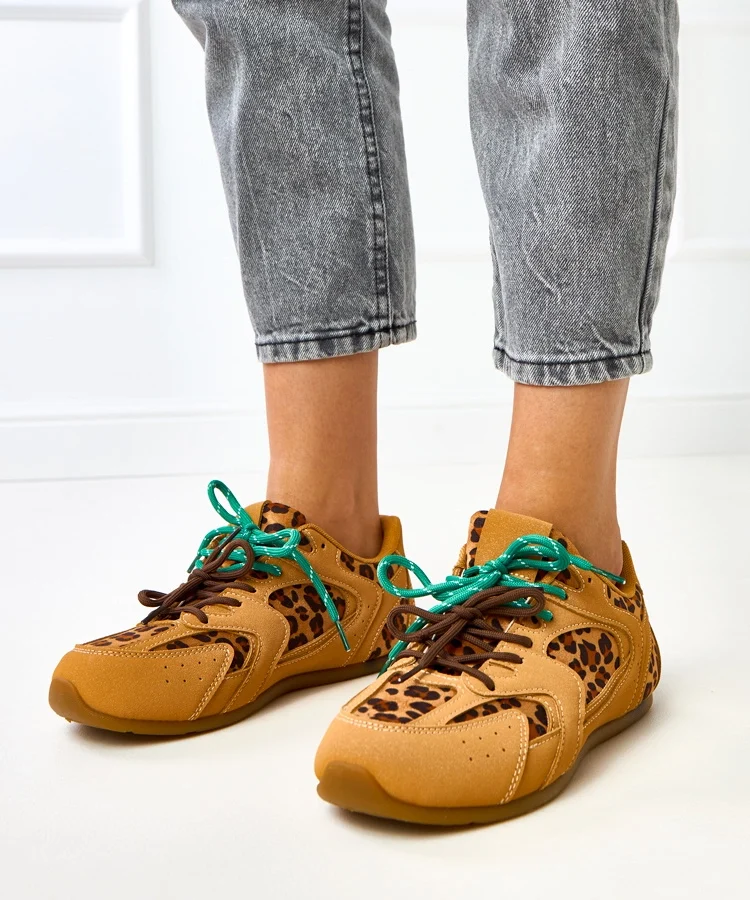Panterkowe sneakersy z podwójnym sznurowaniem Casey