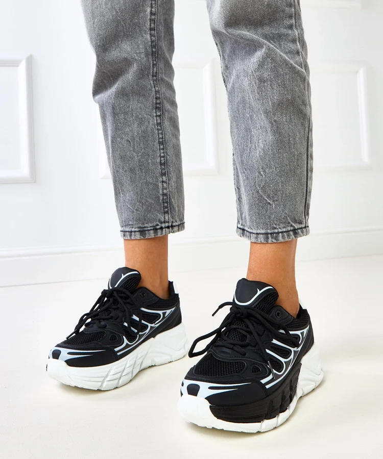 Czarne sneakersy na masywnej podeszwie Souza