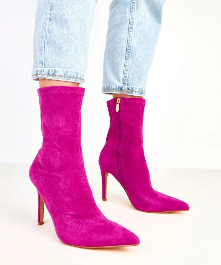 Fioletowe botki zamszowe na szpilce Tennille