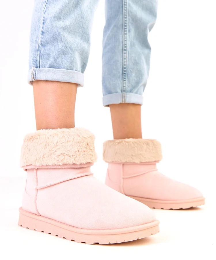 Różowe śniegowce z futerkiem na platformie Meggi