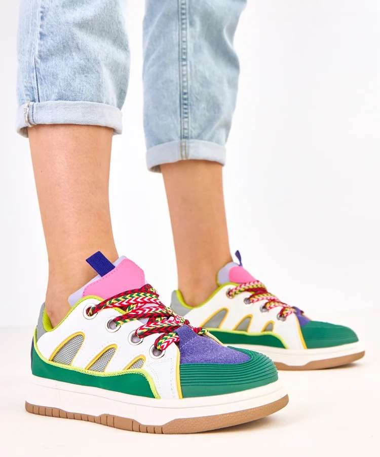 Zielone sneakersy z grubymi sznurówkami Neolis