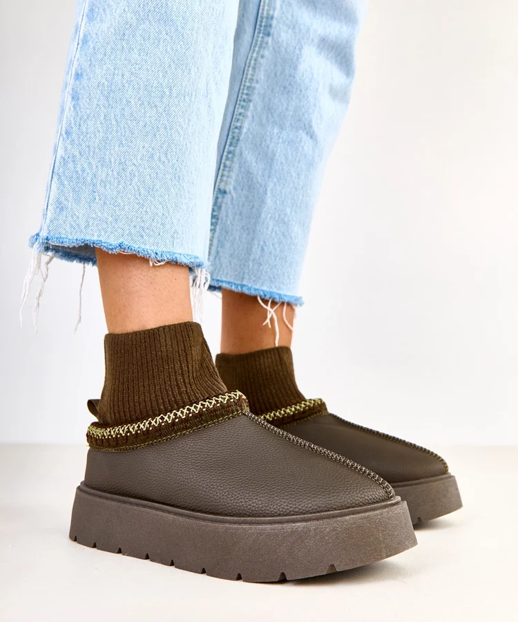 Zielone śniegowce ze skarpetkową cholewką Melary