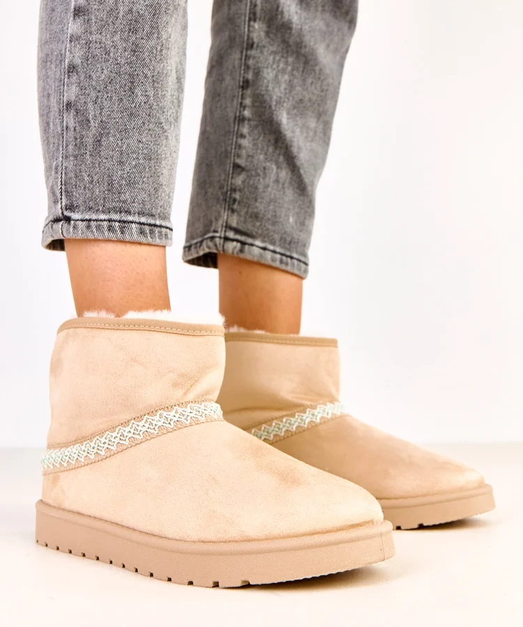 Beżowe niskie śniegowce z ekozamszu Karolla