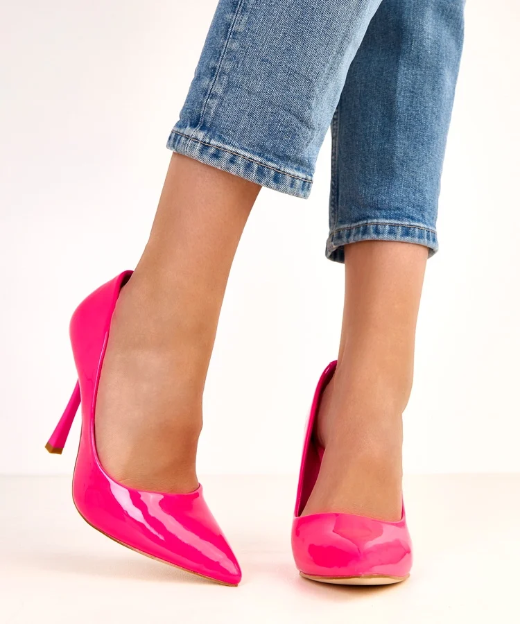 Różowe szpilki lakierowane Loretta