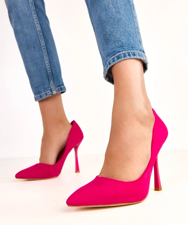 Różowe szpilki z ekozamszu Leslie