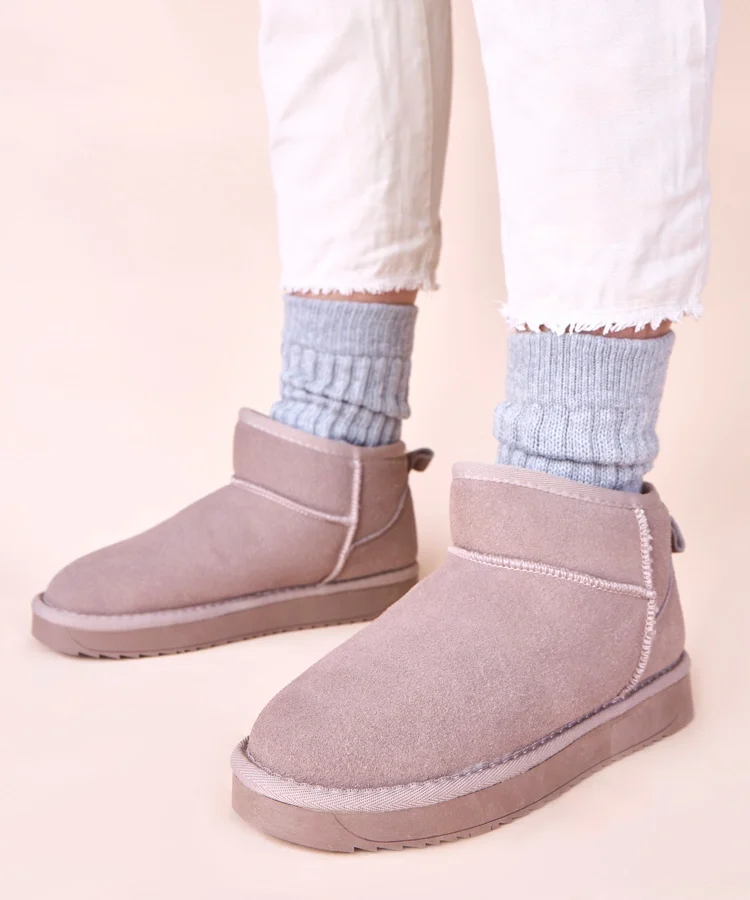 Szare śniegowce z naturalnego zamszu Besia