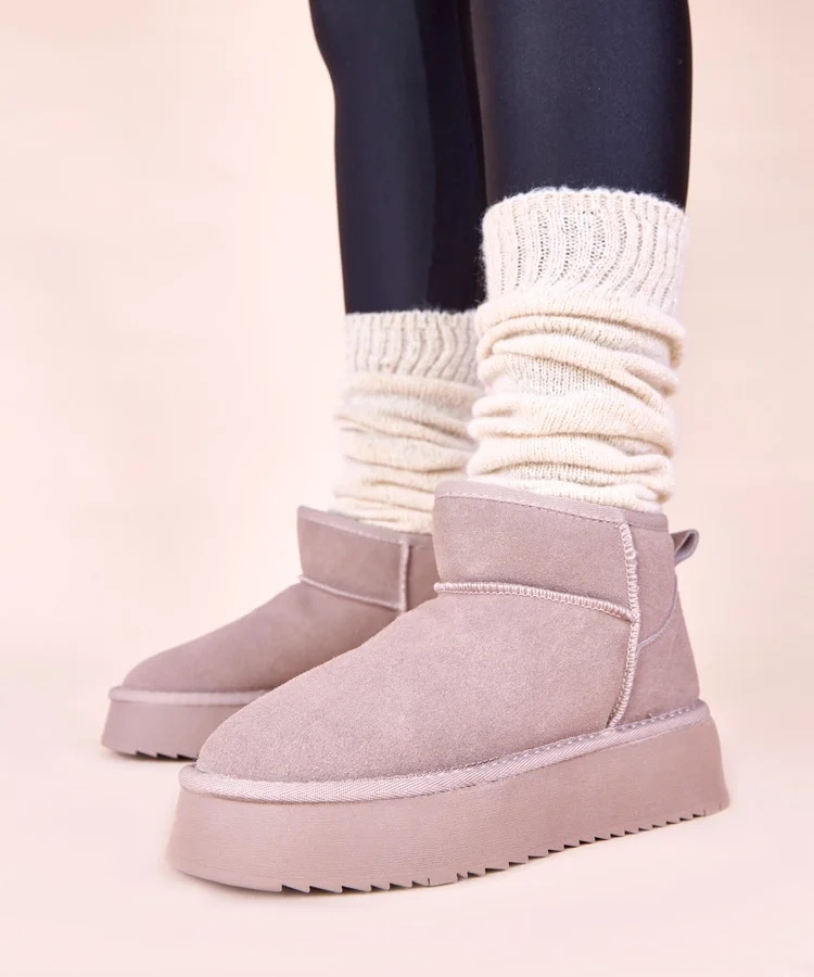 Szare śniegowce z naturalnego zamszu Armona