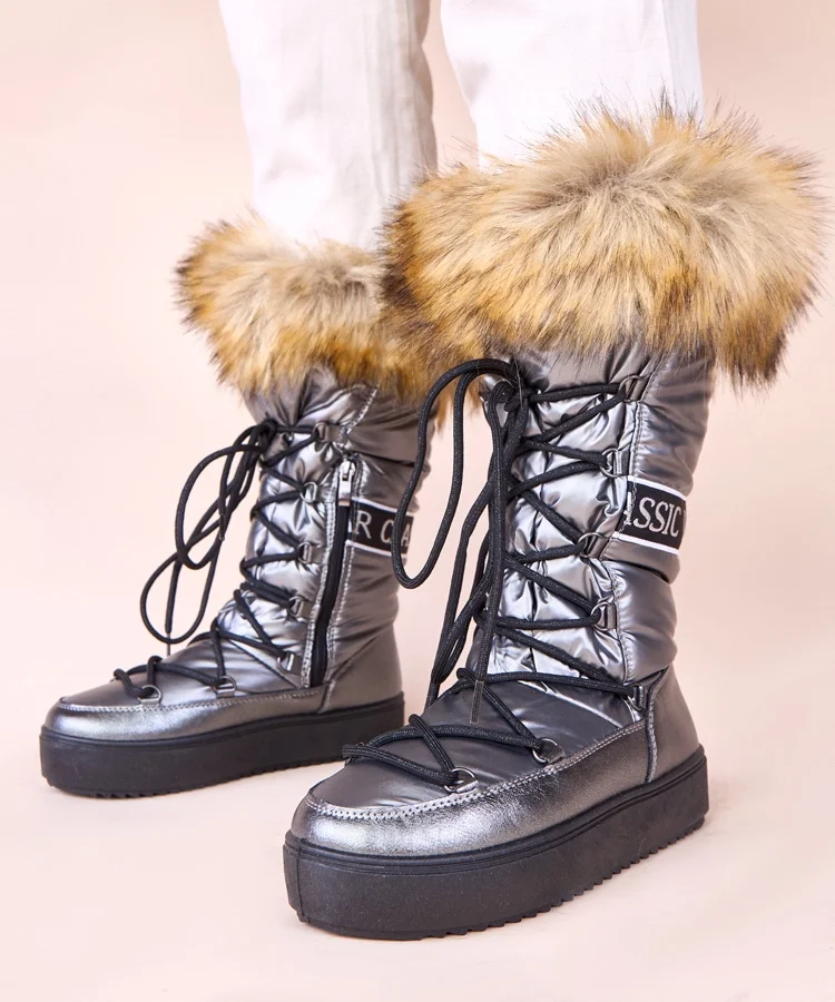 Metaliczne śniegowce eskimoski z futerkiem Malida