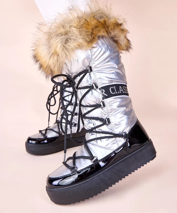 Srebrne śniegowce eskimoski z futerkiem Malida