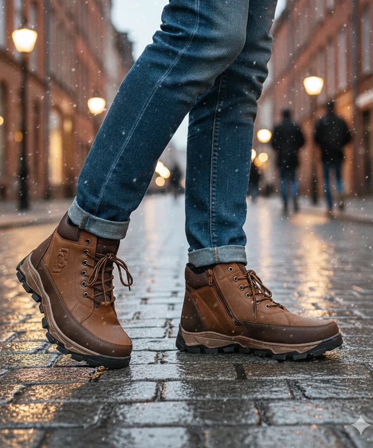 Brązowe trapery męskie ocieplane Elias