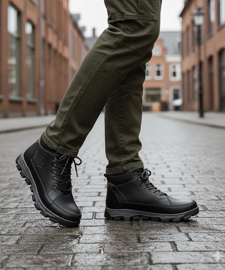 Czarne trapery męskie ocieplane Elias