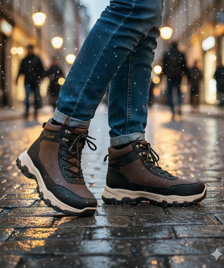 Brązowe trapery męskie ocieplane na podwyższonej podeszwie Pedro