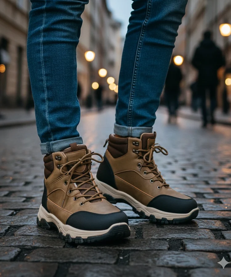 Ciemnobeżowe trapery męskie Ryan