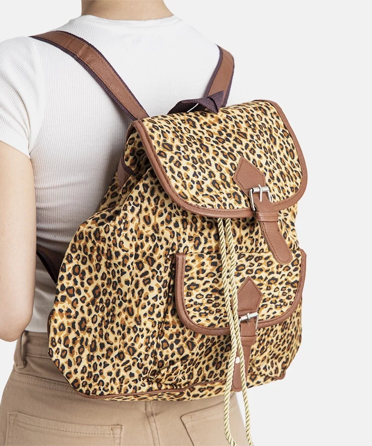 Beżowy plecak w panterkę Leonaa
