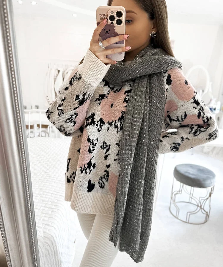 Szary szal w kropki Khalil