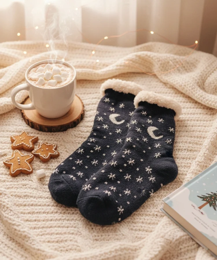 Szare zimowe skarpety z kożuszkiem Grondi