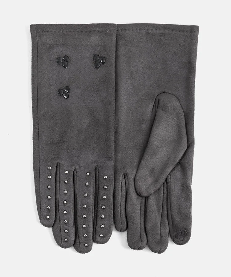 Szare ocieplane rękawiczki Roosev