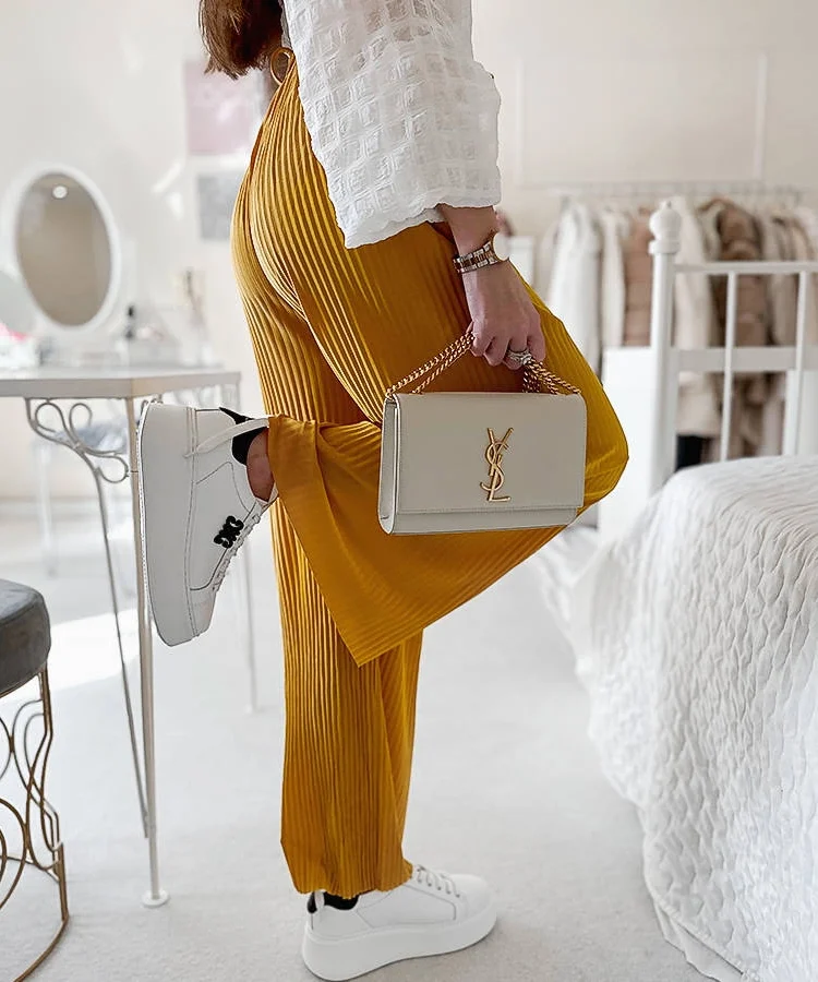 Żółte plisowane spodnie Claudette