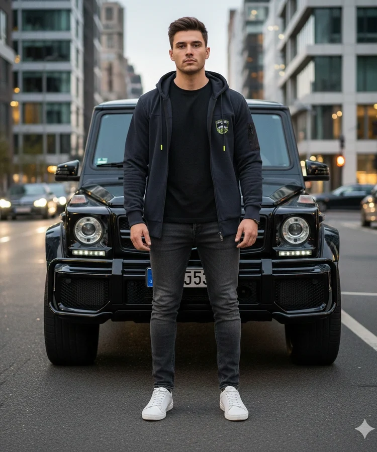 Granatowa męska bluza z kapturem Labrosse