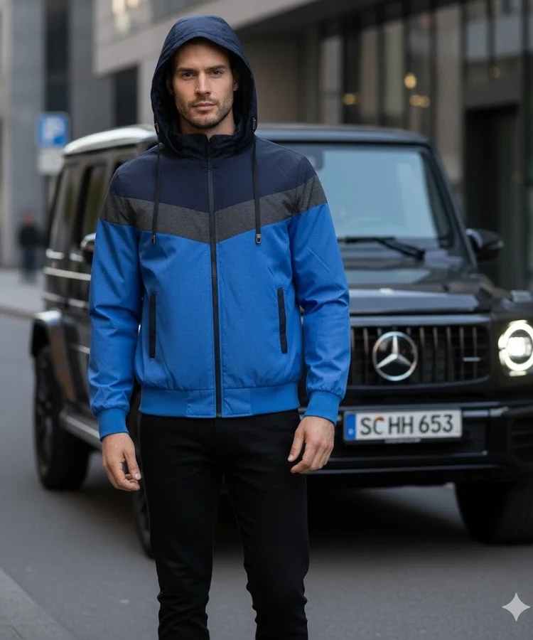 Niebieska męska kurtka przejściowa Dupont