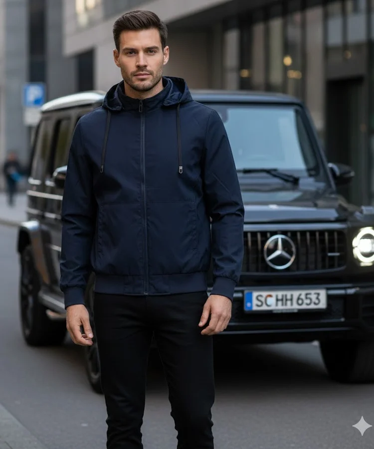 Czarna męska kurtka wiatrówka Boulé