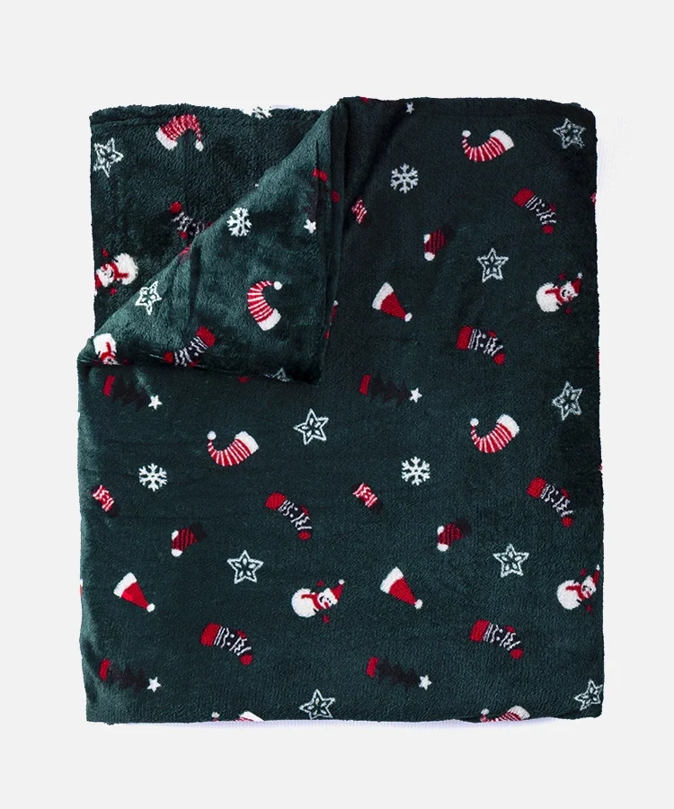 Zielony koc w świąteczne wzory Dublin