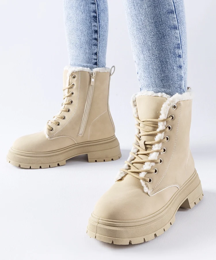 Beżowe ocieplane traperki Tadasuni