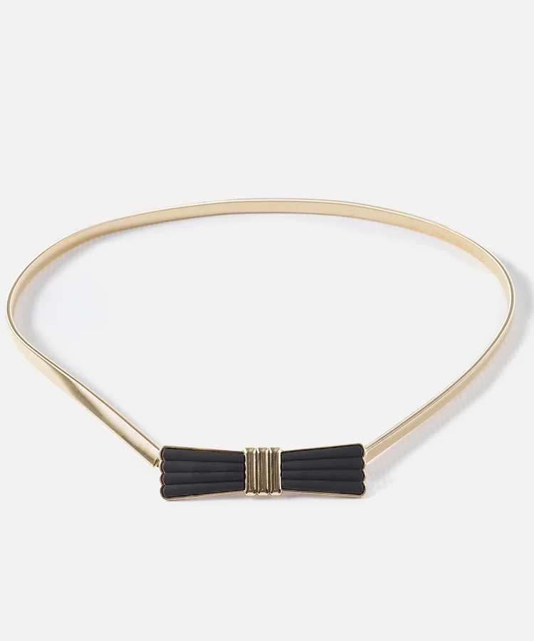 Złoty elastyczny pasek z kokardką Cadignano