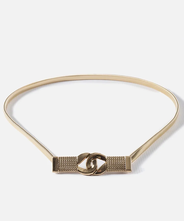 Złoty elastyczny cienki pasek Leonide