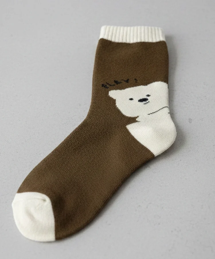 Brązowe skarpetki z misiem Sella
