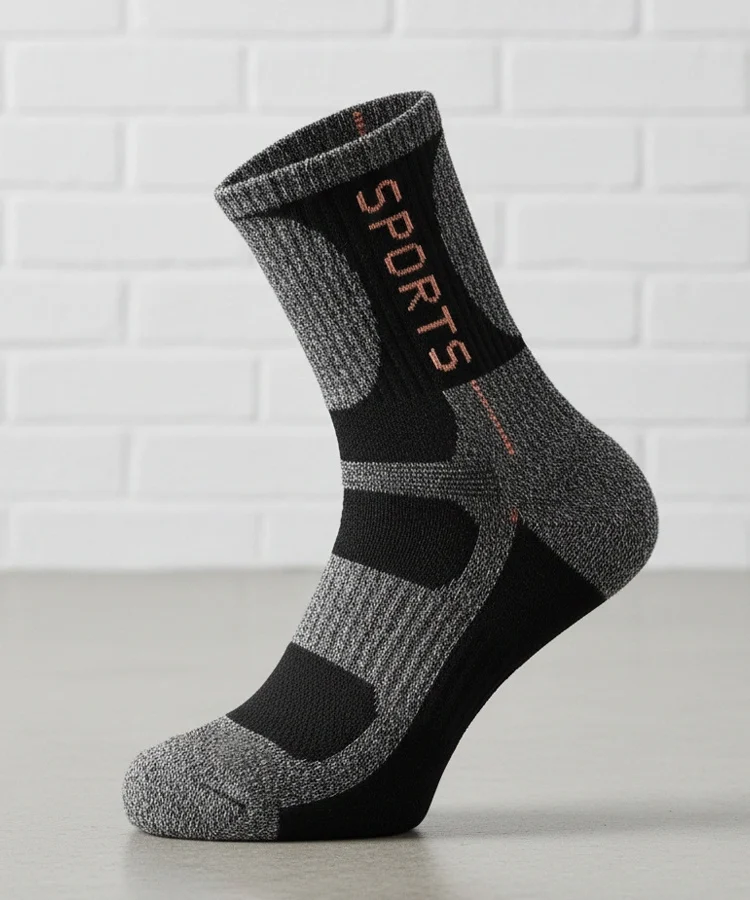 Szare ciepłe skarpetki damskie z różowym akcentem Siera