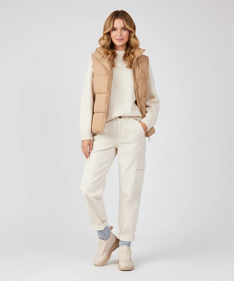 Beżowe śniegowce damskie zapinane na rzep Penny