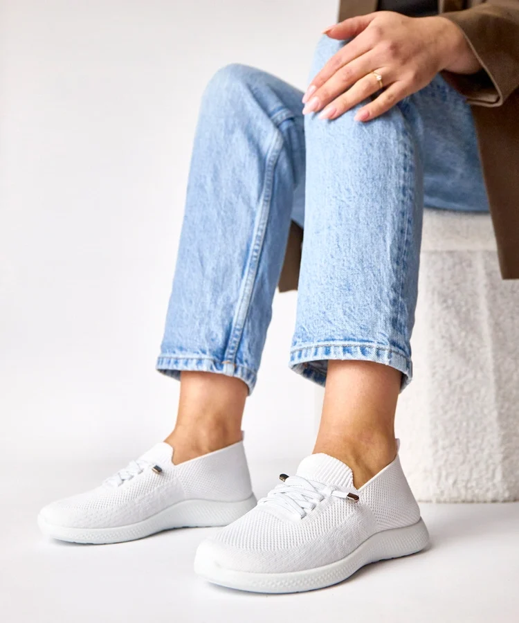 Białe damskie sportowe tenisówki Léa