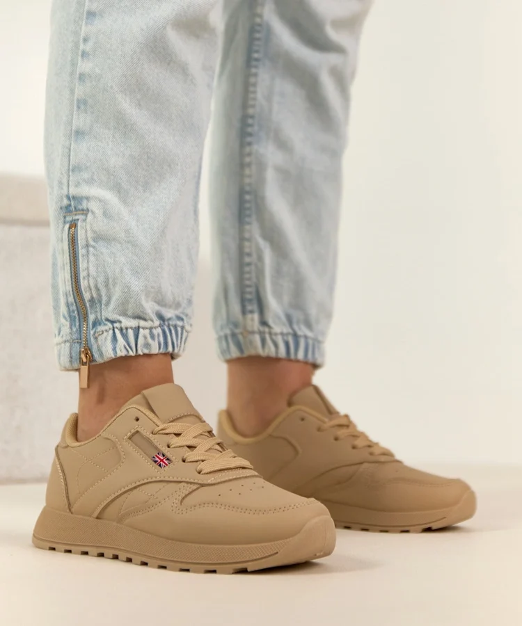 Beżowe sneakersy casualowe na platformie Élise