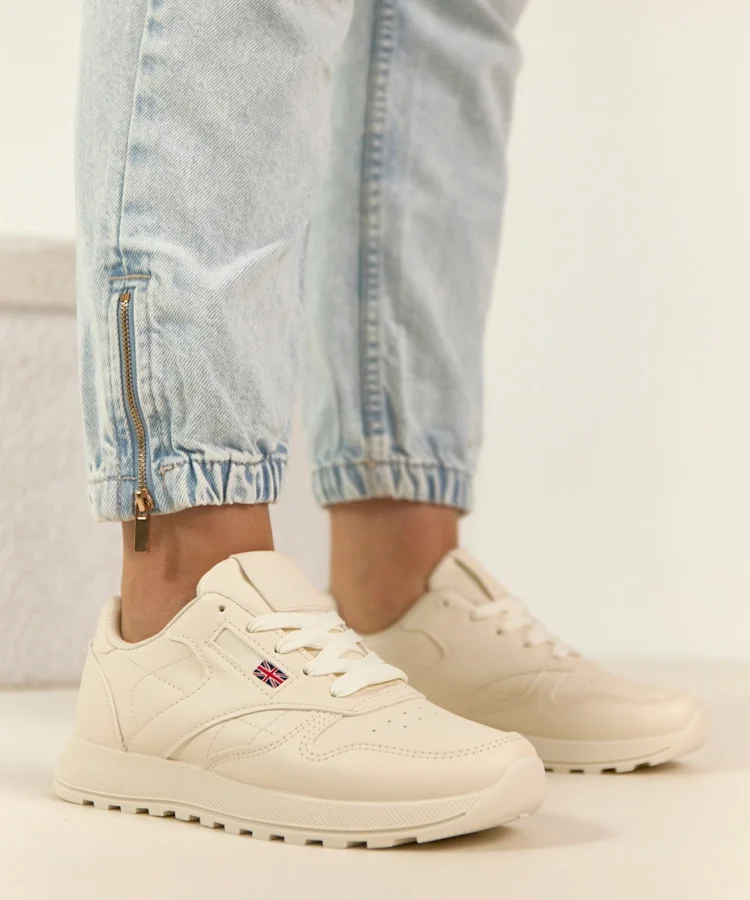 Jasnobeżowe sneakersy casualowe na platformie Élise