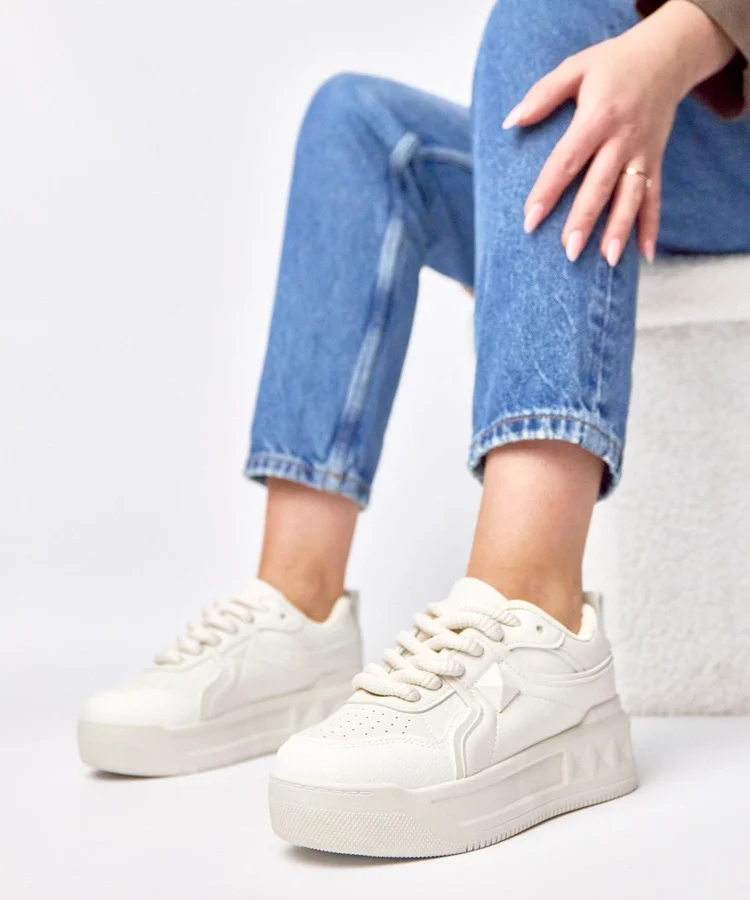 Beżowe sneakersy na platformie Alessandra