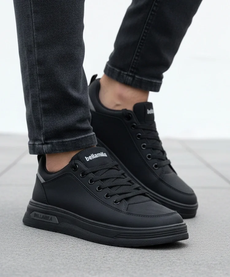 Czarne męskie sneakersy z elastycznymi sznurówkami Arthur