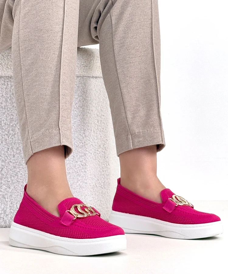 Różowe Wsuwane Materiałowe Tenisówki Z Klamerką Catherine