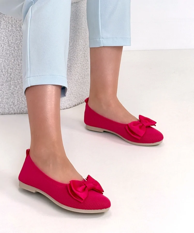 Różowe Materiałowe Balerinki Z Kokardą Paisley