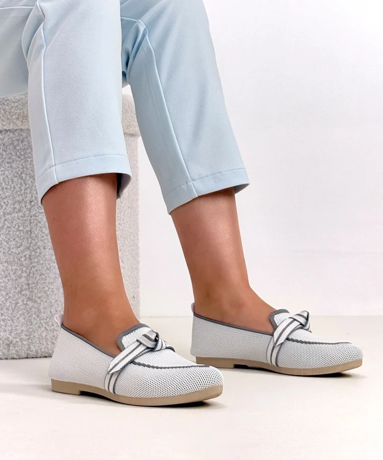 Białe Materiałowe Balerinki Z Wiązaniem Serenity